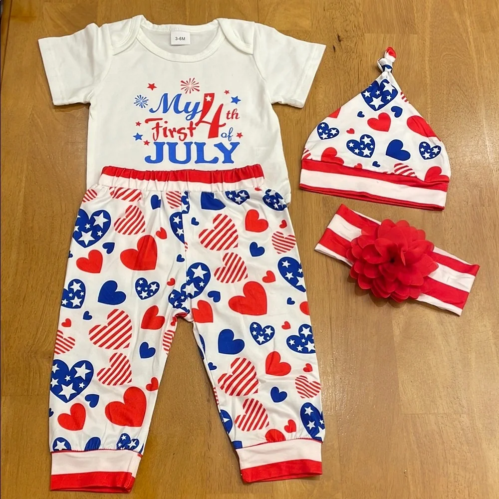 New Patriotic Newborn Baby Outfit - 3-6 Months - First 4th of July Boys Girls